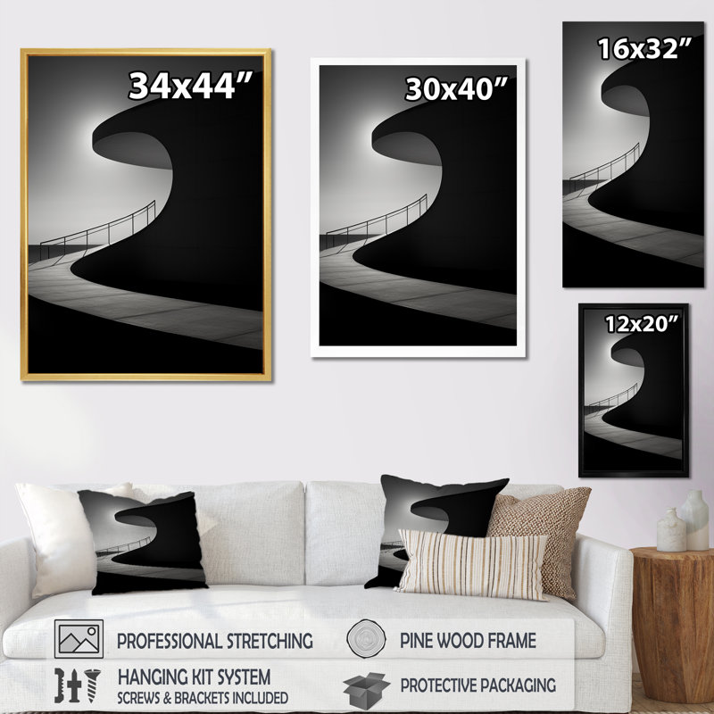 Mimalisme, bâtiment, paysage, impressions sur toile, H 32 po x l 16 po x P 1 po, Cadre simple noir