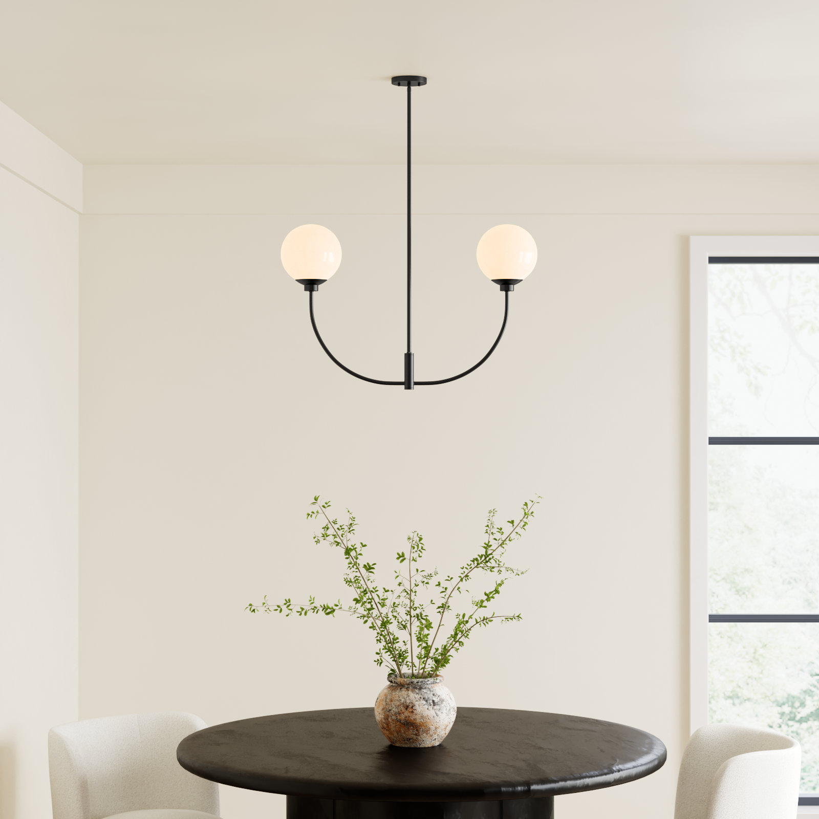 Kyle 2 - Light Metal Chandelier, 19" H x 30" W x 7" D, Black