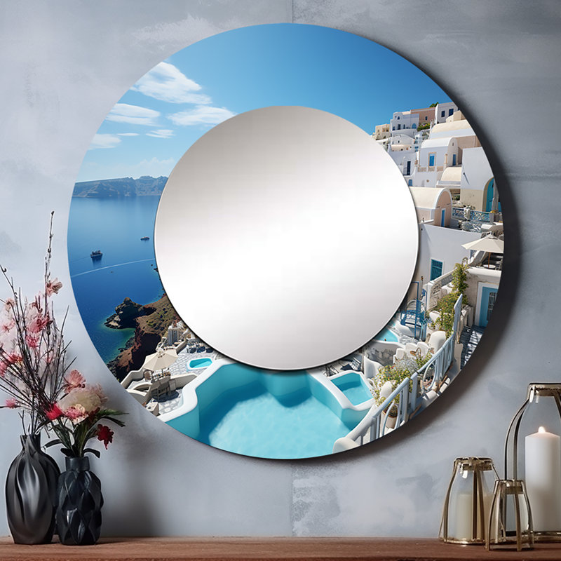 Grèce Santorini Dreams I - Grèce, miroir mural décoratif, 29 po x 29 po