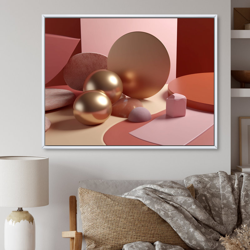 Golden Pearl Dreamscape I - impression, Cadre flottant blanc, H 24 po x l 32 po x P 1 po
