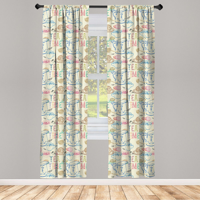 Tea Party Semi-Sheer Rod Pocket Sliding Panel, 28" x 63"