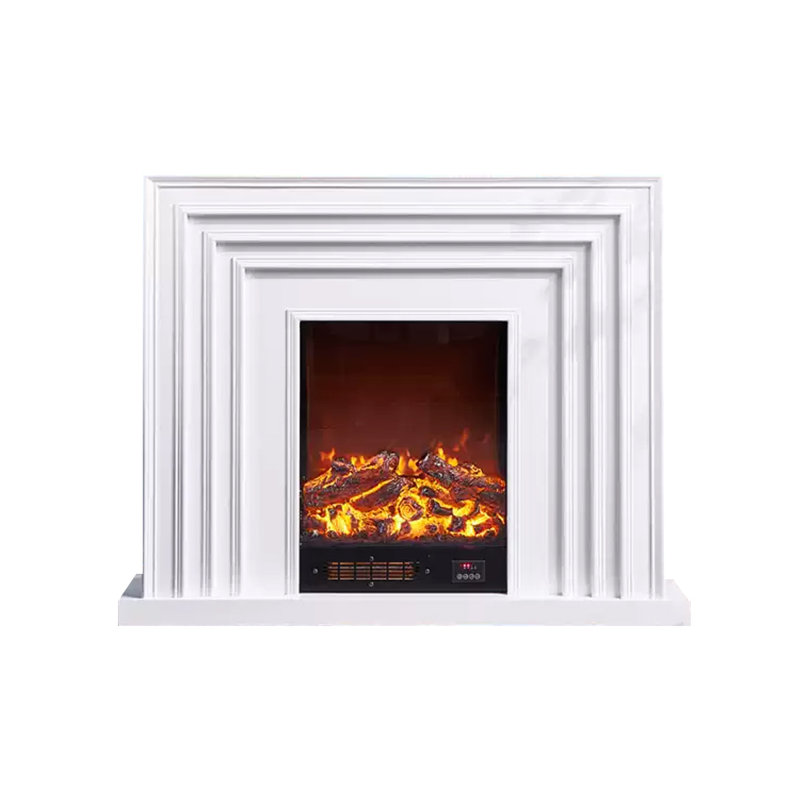 White Solid Wood Electric Fireplace, 43.31" H x 47.24" W x 12.6" D, White