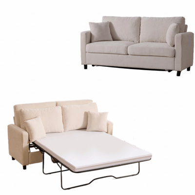 Sleeper Sofa Bed, Pull Out Couch with Mattress, 74'' 2 Seater Upholstery Sectional Couches, Modern L