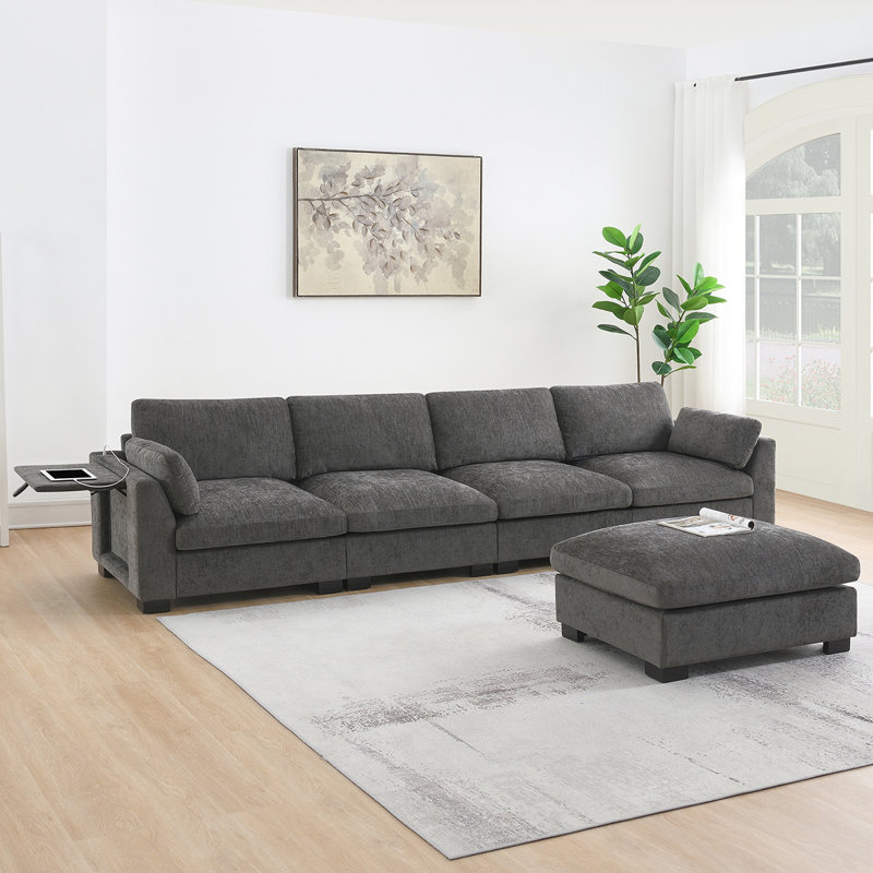 Canapé modulaire polyvalent avec de multiples fonctionnalités et des matériaux de qualité supérieure, Gris foncé