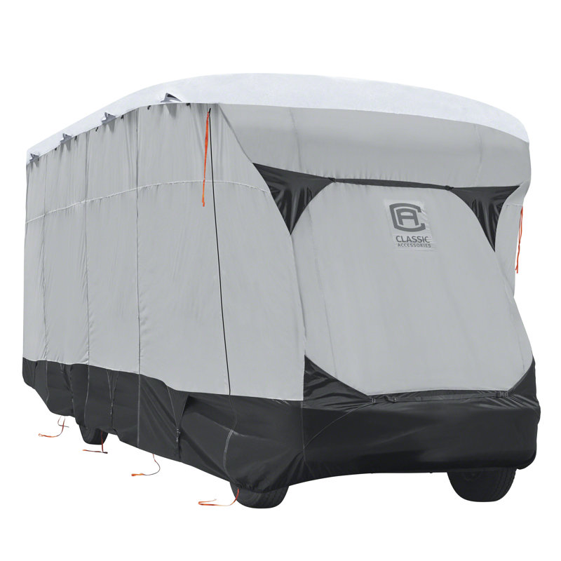 SkyShield Elastic, Zipper, Clip / Clamp Mildew Resistant RV Cover By Classic Accessories, 240" - 276"L x 122"H 