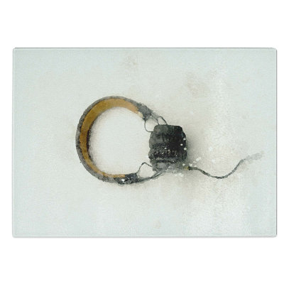 Tempered Glass Vintage Headphones in Abstract Chopping Board