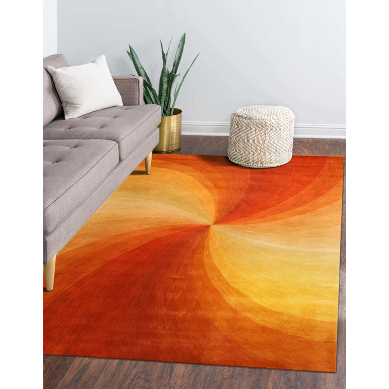 Tapis rouge touffeté à la main Nauvoo, Rectangulaire 4 pi x 6 pi