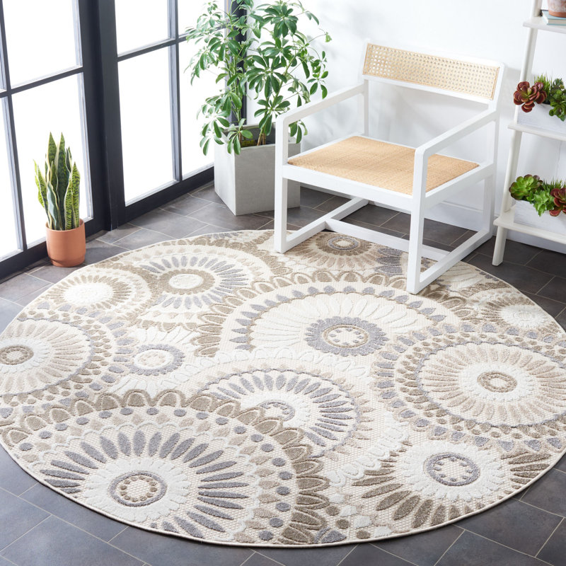 Tapis d'intérieur / extérieur à motif géométrique Longlier Performance, Rond 6 pi 7 po