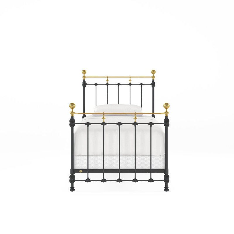 152 Excelsior Bed | Complete Bowed Foot, Twin, Baroque Black/Light Gold