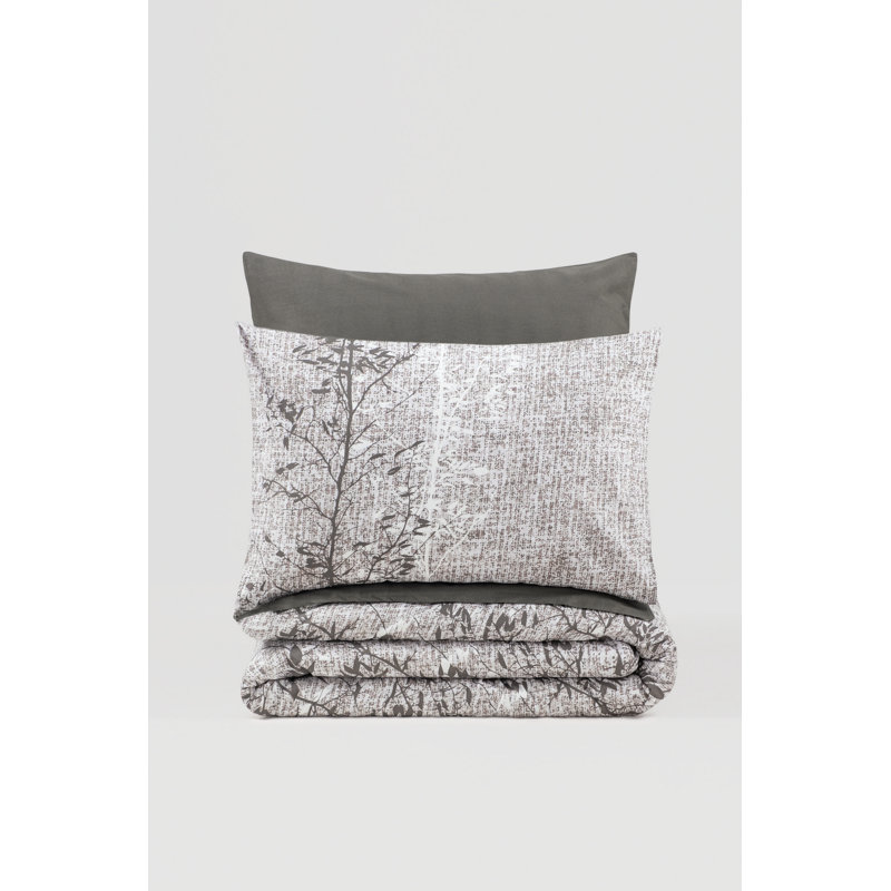 Ranforce Single XXL Quilt Cover Set, 100% Cotton, 61 x 87, 31.5 x 31.5 Pillowcase | Machine Washable, 145 Thread Count, Button Closure | Stylish Brown & White Pigment Printing, Soft & Durable Bedding