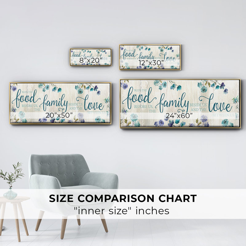 «Food Family Love» - Toile encadrée, H 24 po x l 60 po