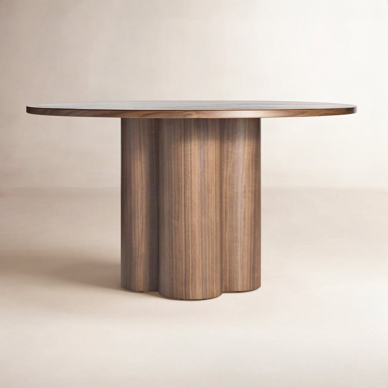 4 Quarter Round Solid Wood Dining Table, 48" W x 48" L, Walnut