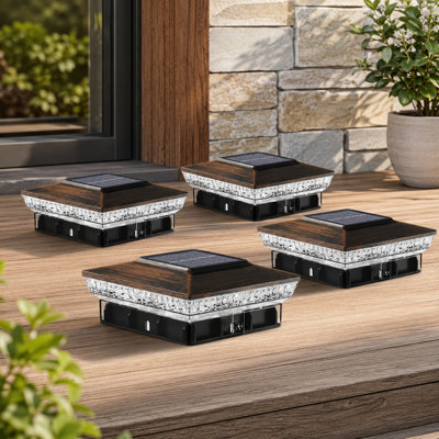 4-Pack Copper Cap 4x4 Solar Post Caps with 16 LEDs and 2 Modes, Weatherproof Fits 4x4 and 3.5x3.5 Wood/Vinyl Posts for Porch, Patio, and Garden