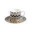 Missoni Coffee Cup & Saucer ZIG ZAG Set of 2 in Luxury Box Gold diam. 2.3in, H 2.5in, Cap. 4 oz, Saucer diam. 4.75in
