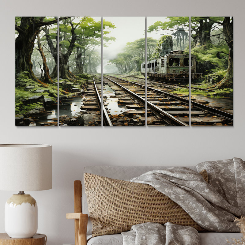 «Vietnamien vert chemin de fer II», reproduction sur toile - 5 panneaux égaux