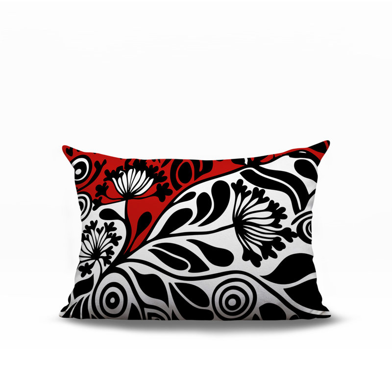 Oreiller rectangulaire réversible intérieur / extérieur Gina, Rectangle H 14 po x l 20 po, Red