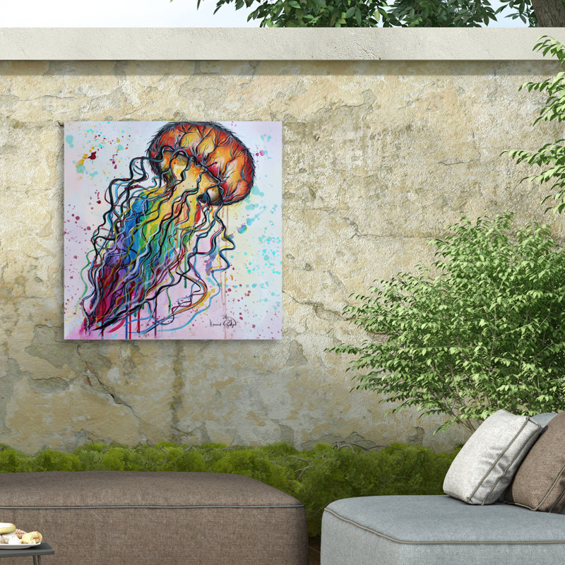 Toile pour l'extérieur Karrie Evenson Jellyfish, H 14 po x l 14 po