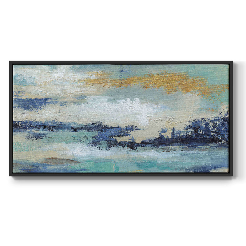 Sea Isle II - Toile tendue avec châssis encadré - Prêt à être accroché, H 25 po x l 49 po, Noir
