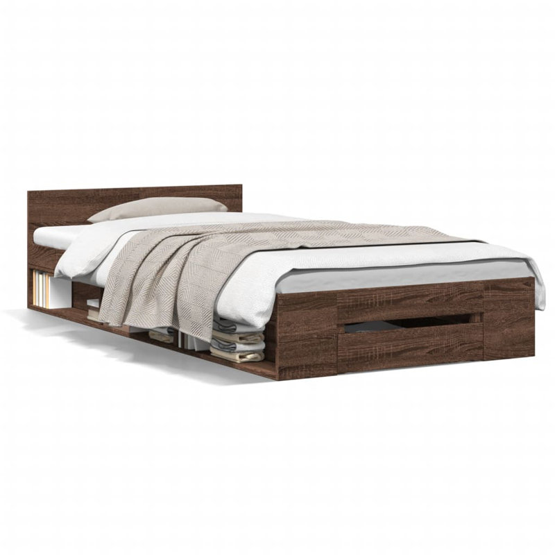 Obyrne Bed, Brown Oak, 75 x 190cm