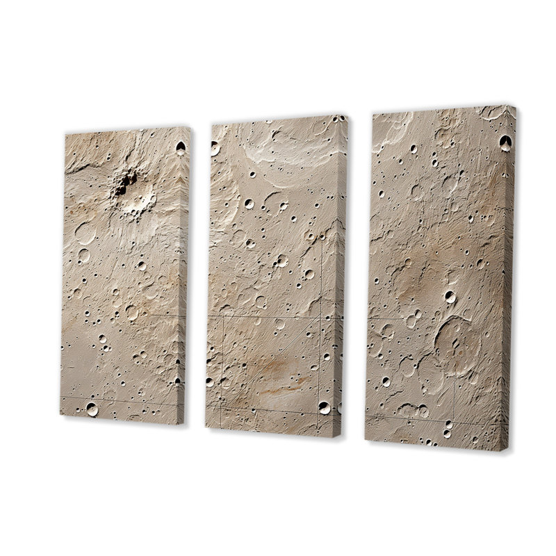 «Abstract Lunar Surface II» - art mural tachisme, H 28 po x l 36 po x P 1 po, Toile tendue