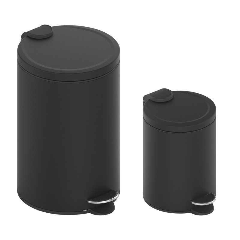 Black Metal Step-On Trash Can Combo with Pedal for Kids