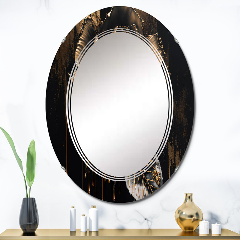 Miroir mural rose et noir III, 36 po x 24 po
