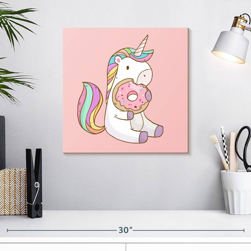 Ashelle, licorne mangeant un beignet, H 16 po x l 16 po