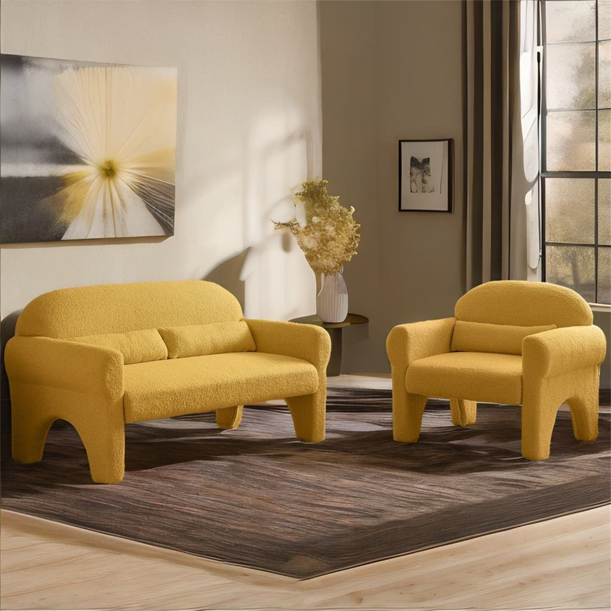 Loveseat and accent online chair set