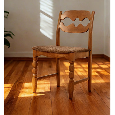 Rustic Farmhouse Accent Chair with Hand-Carved Backrest