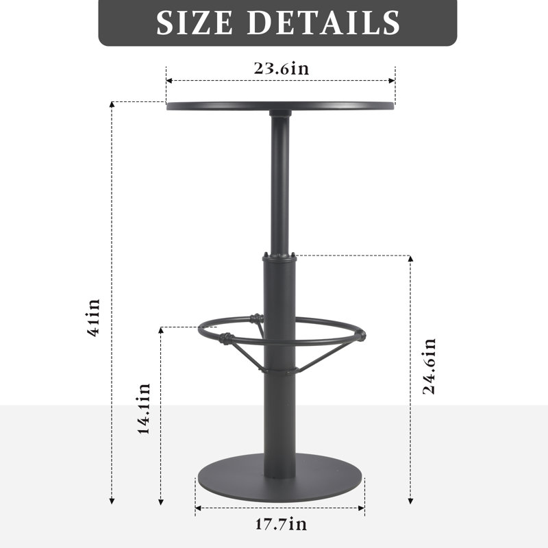 Table d'extérieur ronde 23,6 po Iftikhar, Noir