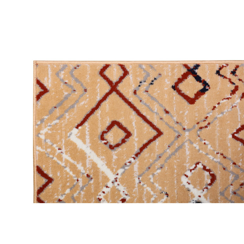 Tapis géométrique orange, Rectangle 3 pi 6 po x 5 pi 6 po