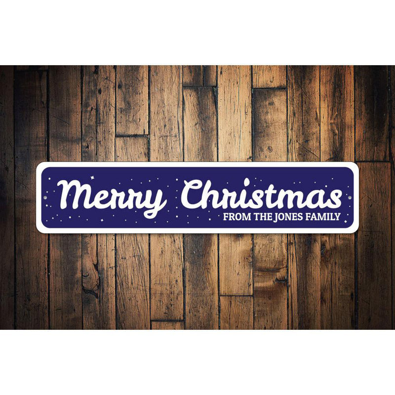 Enseigne enneigée de Noël en aluminium, H 4 po x l 18 po x P 0,04 po
