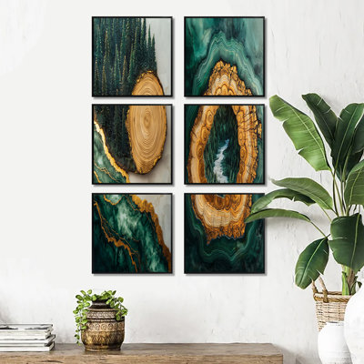 «Bold Forest Landscape Path Of The Emerald River», ensemble de 6 décorations murales paysages