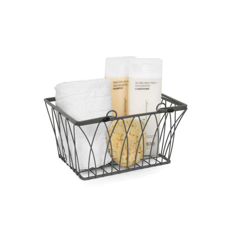 Petit panier de rangement Twist avec poignées, gris industriel