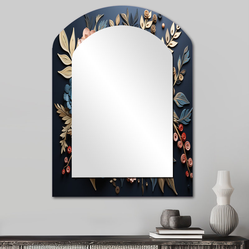 Miroir mural bleu et doré, 34 po x 25 po