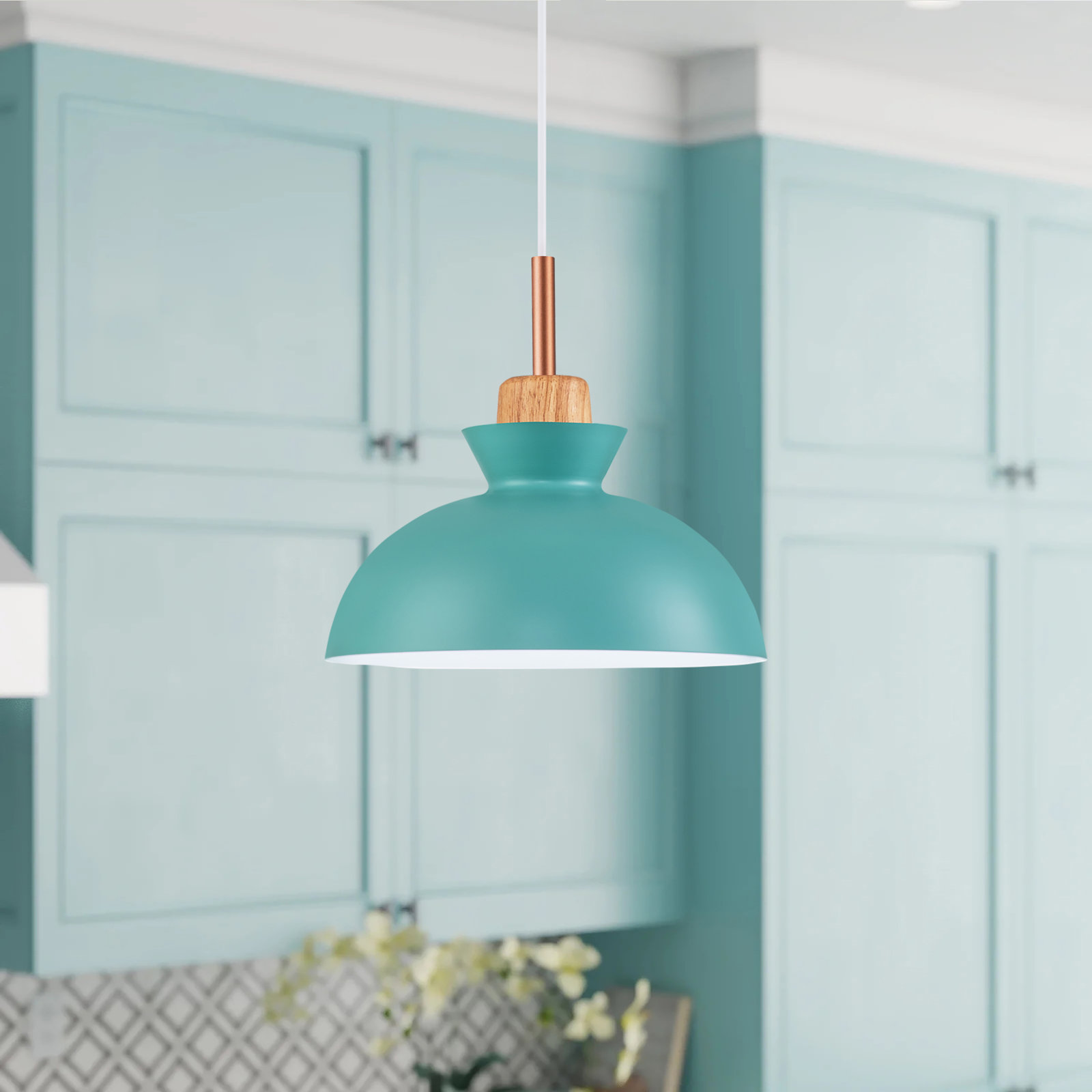 Ozma Dimmable Dome Single Light Pendant, Mint