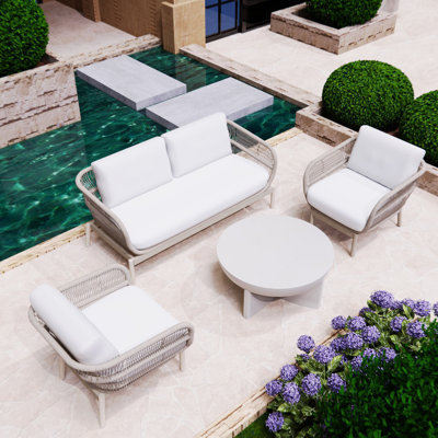 Cleus Colpin  4-Piece Acacia Outdoor Sofa Seating Group With Cushions