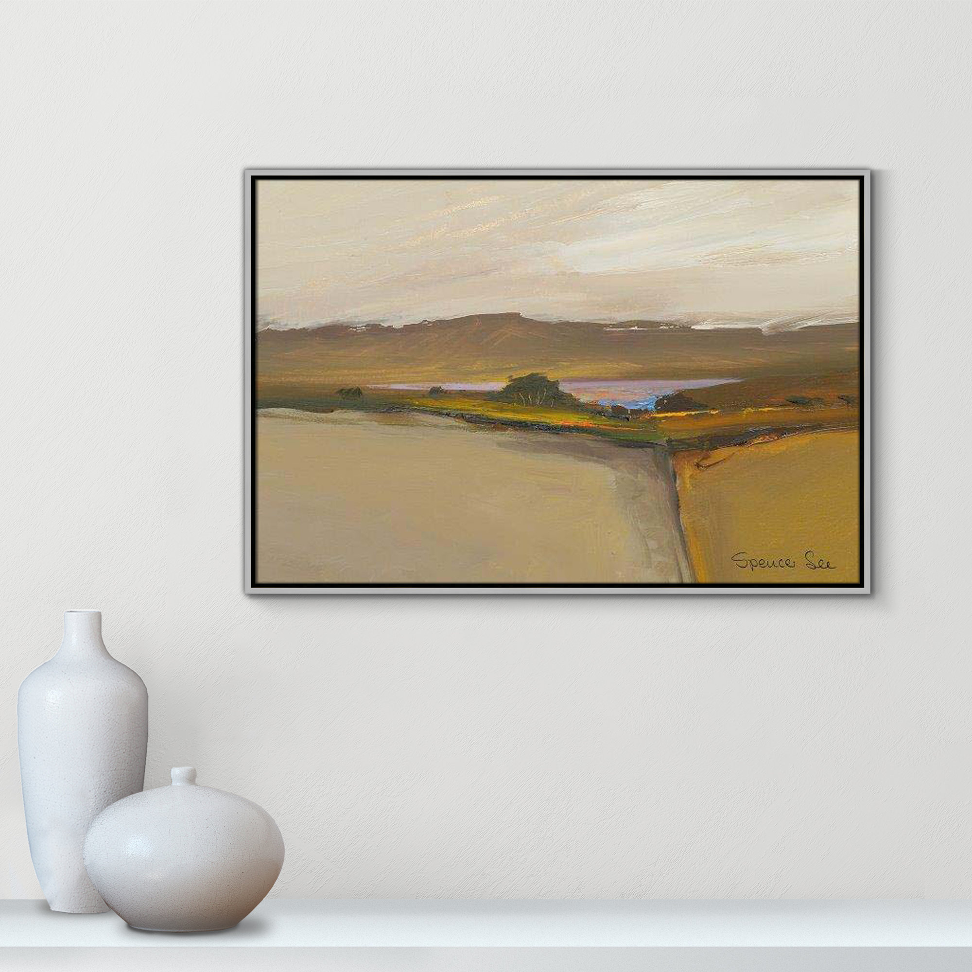 Heaven And Earth IV by Spencer Lee, Silver Framed, 25.5'' H x 37.5'' W x 2'' D