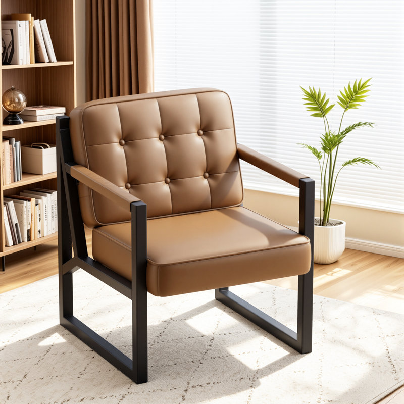 Fauteuil d'appoint Modern, Similicuir brun clair