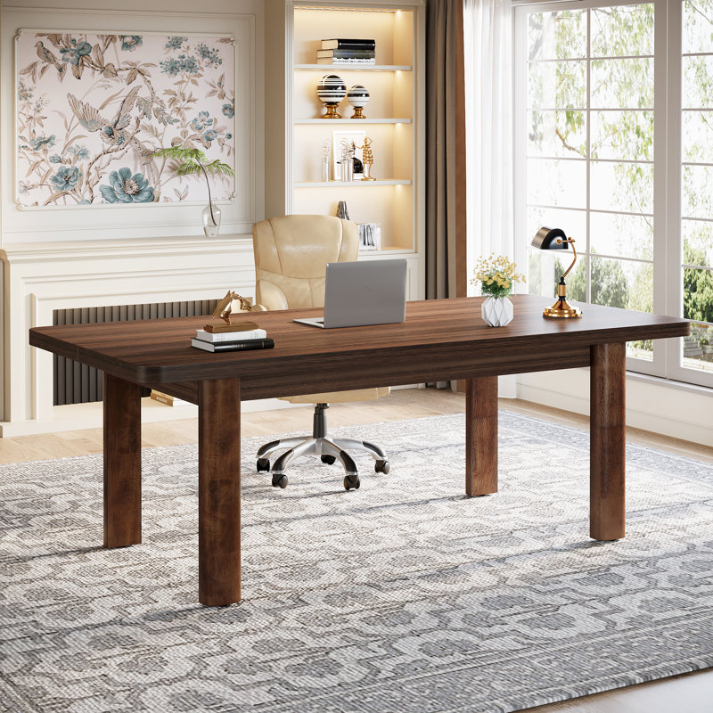 Nikkol Solid Wood Executive Desk, Walnut