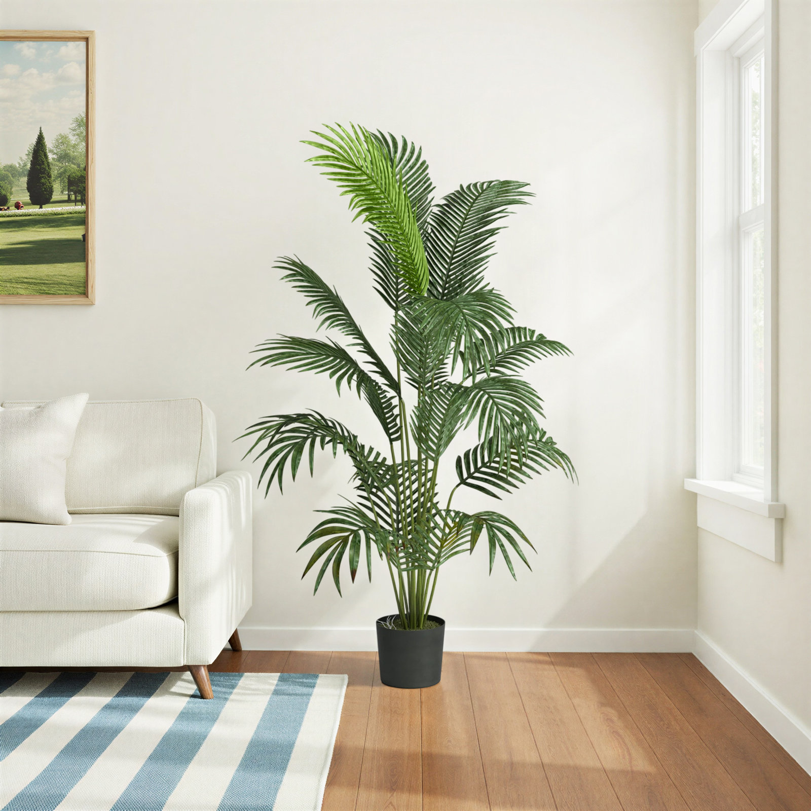 Thisbe Faux Palm Plant in Pot, 60" H x 52" W x 47" D