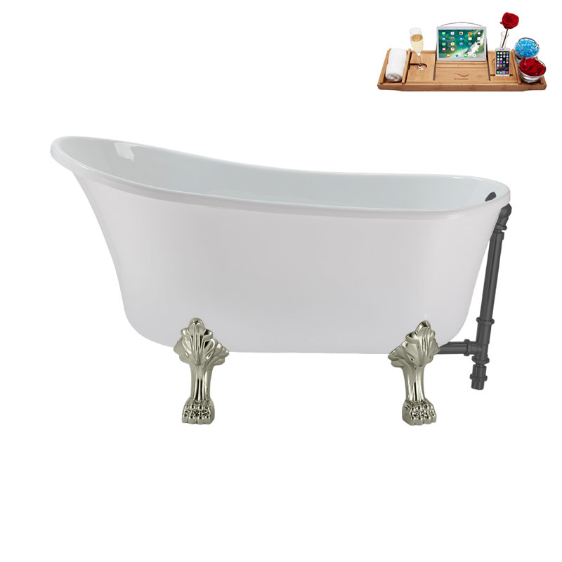 51.2'' x 25.6'' Soaking Acrylic Bathtub, Brushed Nickel, Brushed Gun Metal