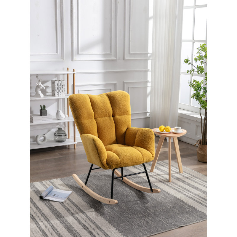 Chaise berçante moderne Marsa, Peluche jaune