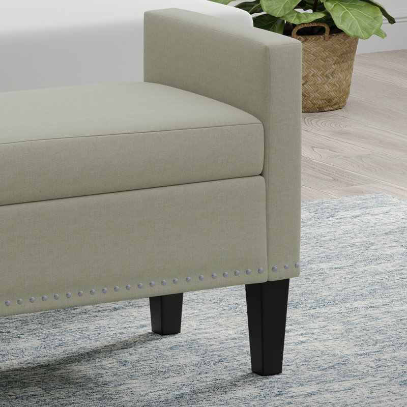 Banc de rangement rembourré Macrina, Beige, H 24 po x l 42 po x P 17,8 po
