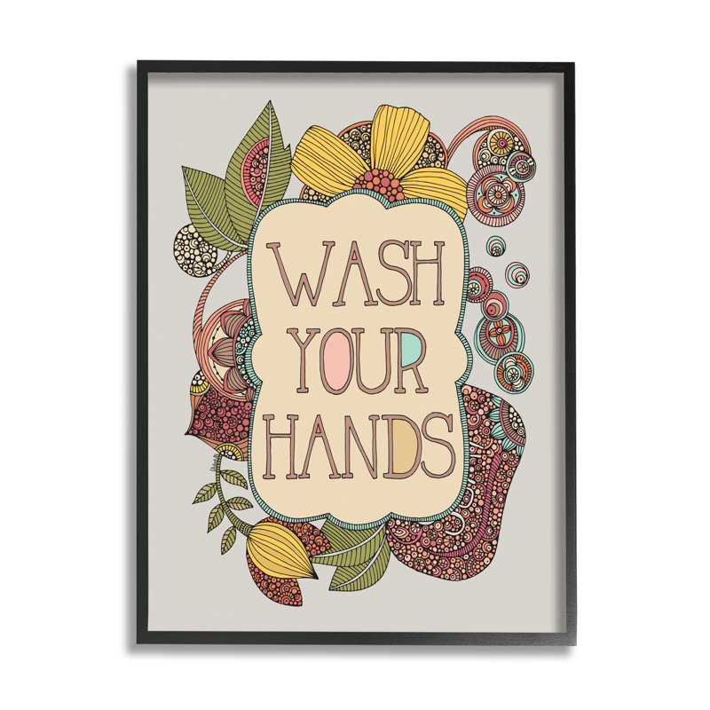 «Wash Your Hands Bathroom», complexe de détails floraux par Valentina Harper - cadre flottant, impression sur toile