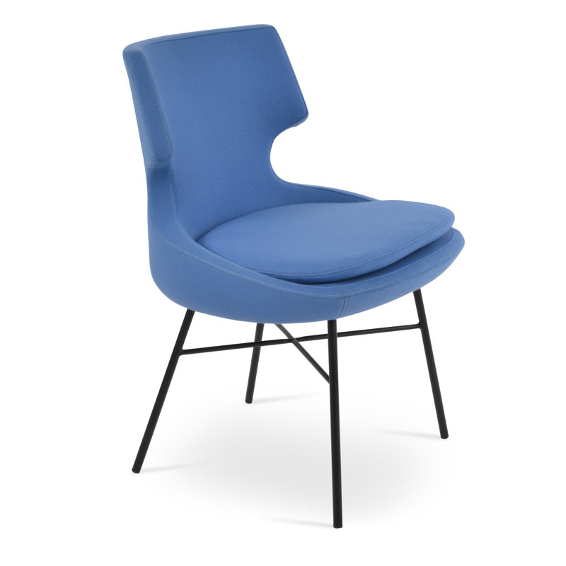 Patara Cross Side Chair, Wool Sky Blue
