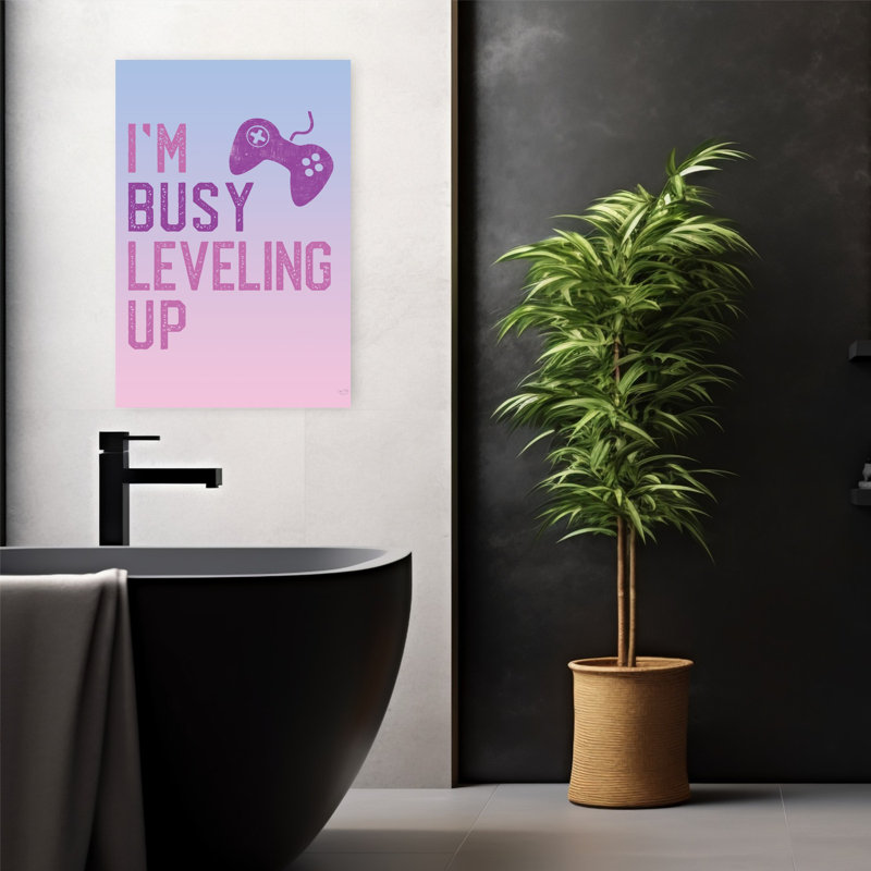 Girly I'm Busy Leveling Up, art contemporain abstrait, H 24 po x l 16 po