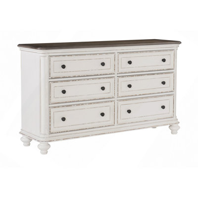 Commode à tiroirs, finition blanche antique