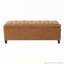 Banc repose-pieds avec rangement, surface bouclée et pieds en bois d'hévéa-2127321772