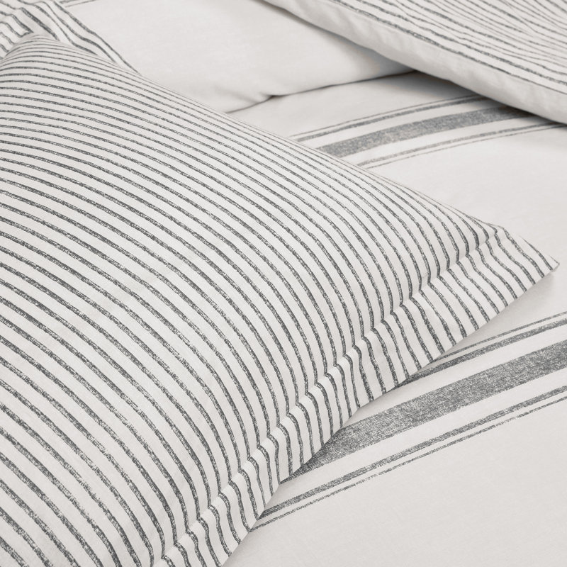 Farmhouse Stripe Reversible Cotton Twin XL Duvet Cover Set